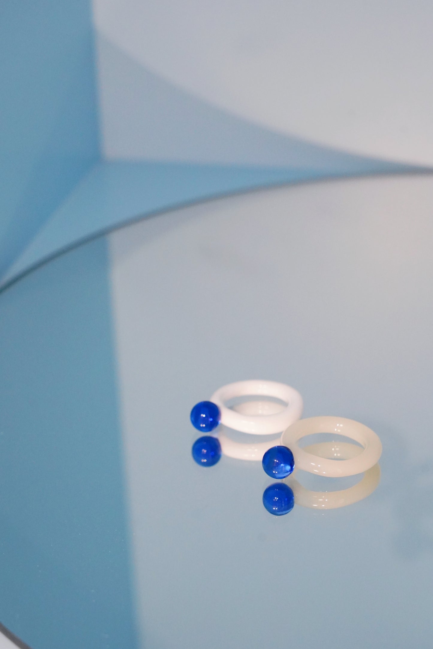 Fiesta Pop Ivory & Blue Glass Ring